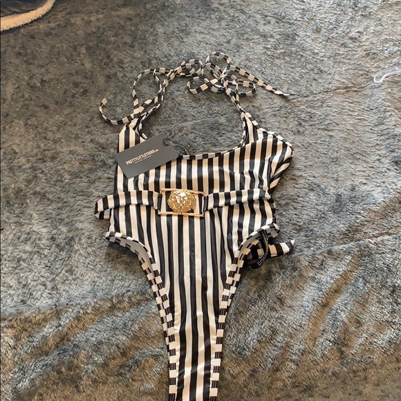 black lion belted swimsuit